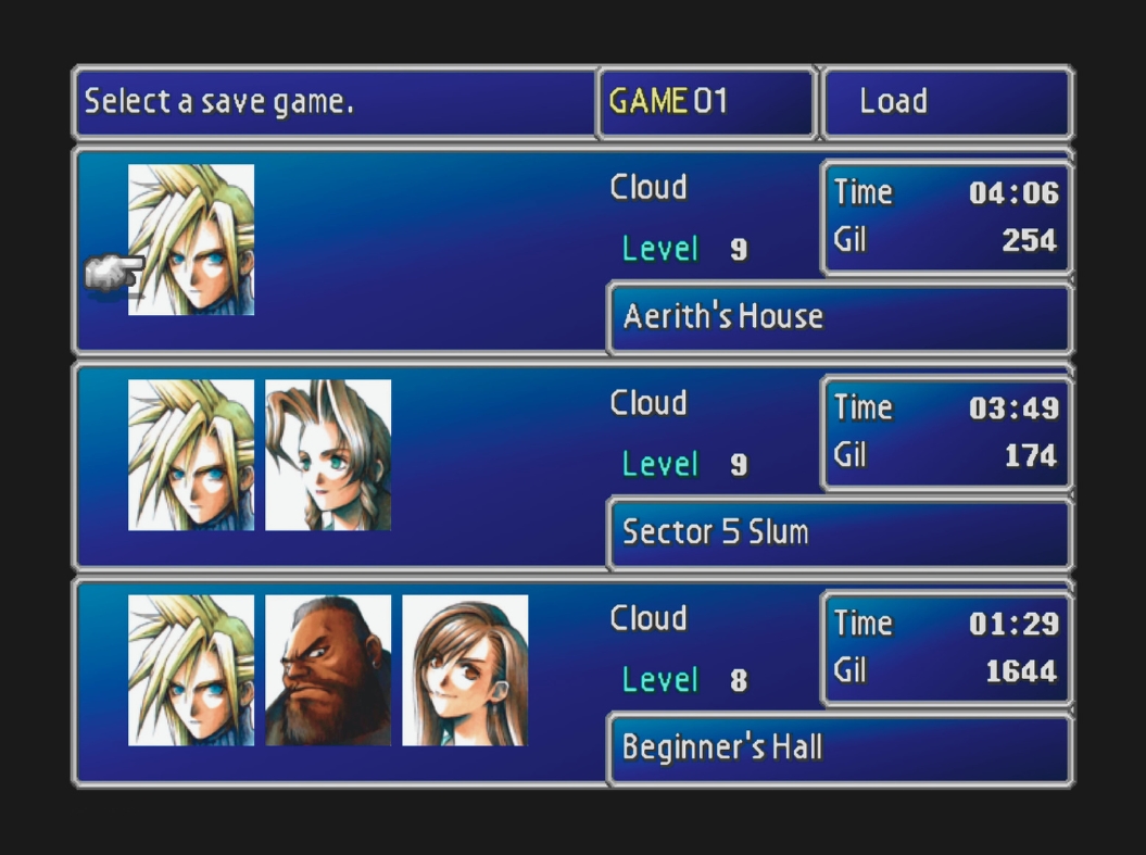 Save files from Final Fantasy VII