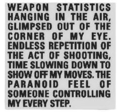 Weapon statistics hanging in the air, glimpsed out of the corner of my eye. Endless repetition of the act of shooting, time slowing down to show off my moves. The paranoid feel of someone controlling my every step.